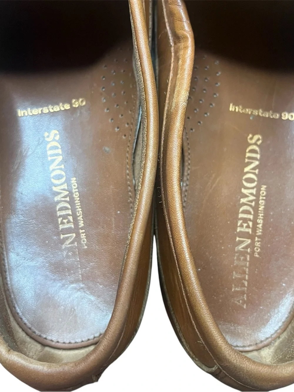 Allen Edmonds Cognac Leather Interstate 90 Slip-On Loafers Sz 11.5